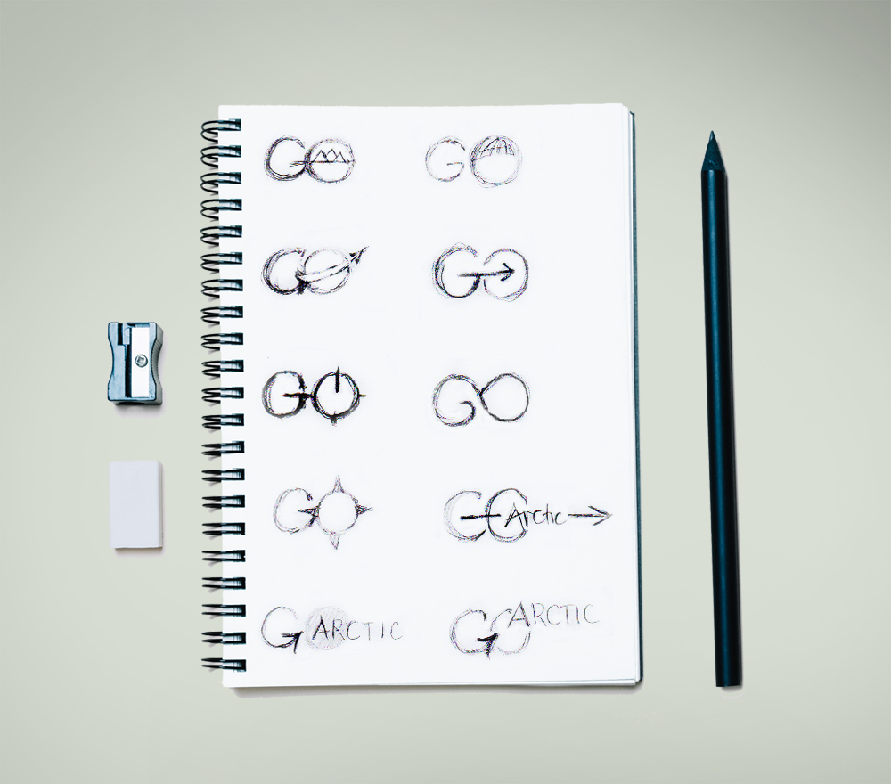 initial sketches for Go Travel logo