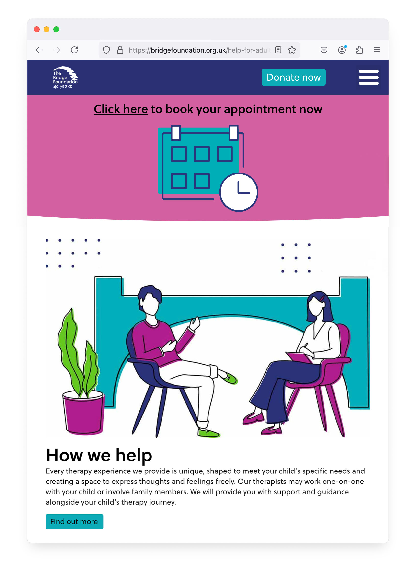The Bridge Foundation website screenshot